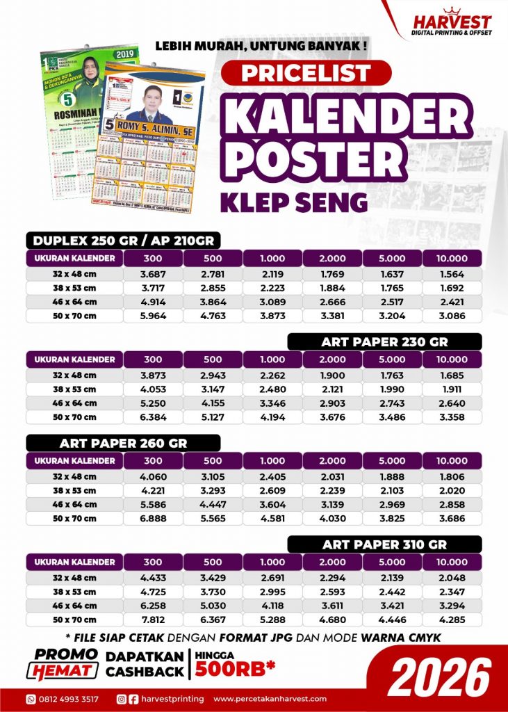 cetak kalender poster