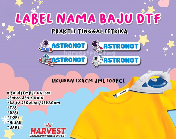 stiker label baju DTF